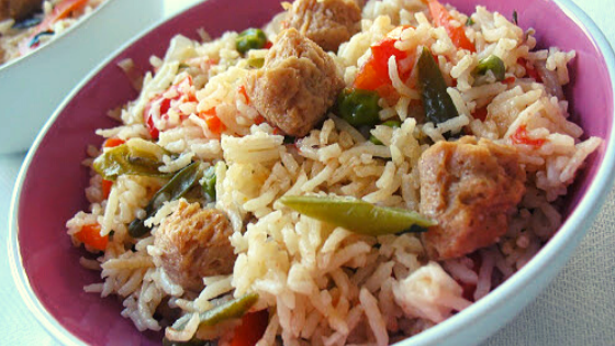 tasty soya chunks pulao